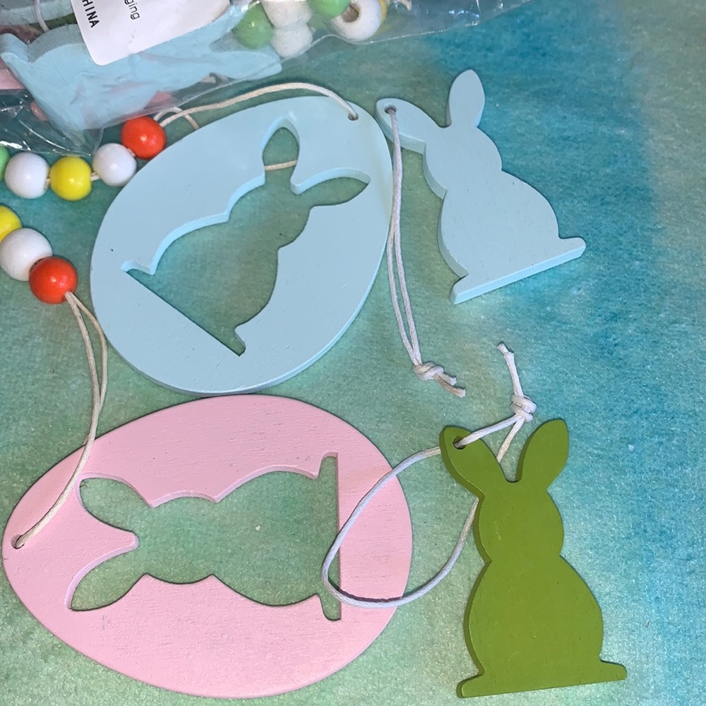 Adorable wooden bunny tags